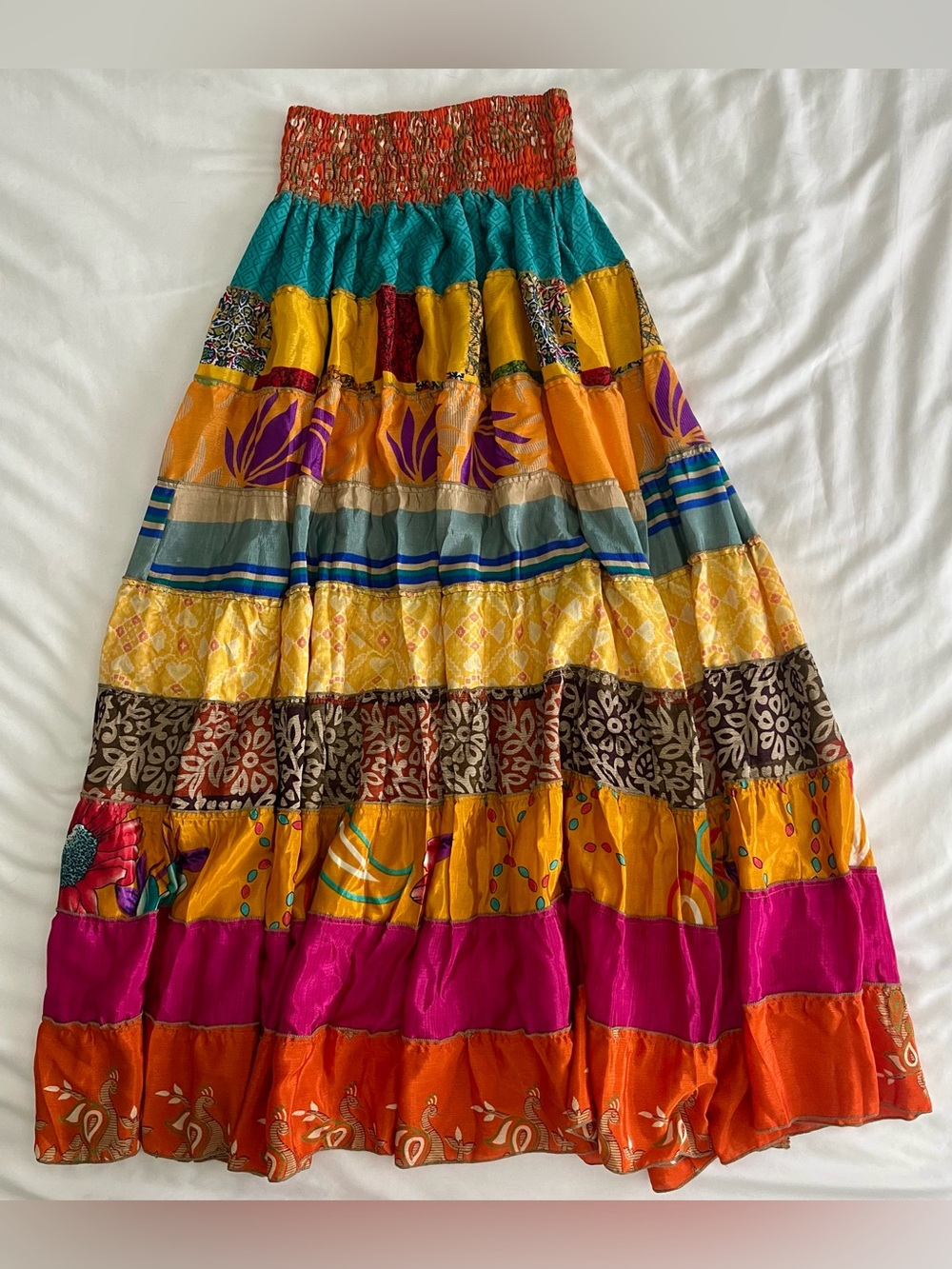 Boho Tiered Maxi Skirt in Multicolor